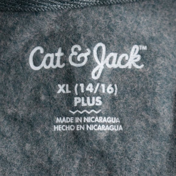 Cat & Jack Girls' Dark Green Gold Stars Zip-Up Fleece Hoodie - Picture 6 of 6